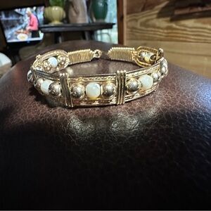 Ronaldo Dream In Color Mother of Pearl  Gold Women's Bracelet Size 7